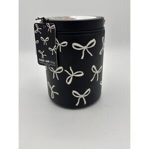 Hydrapeak Insulated Food Jar 32 oz - Black & Ivory Bows